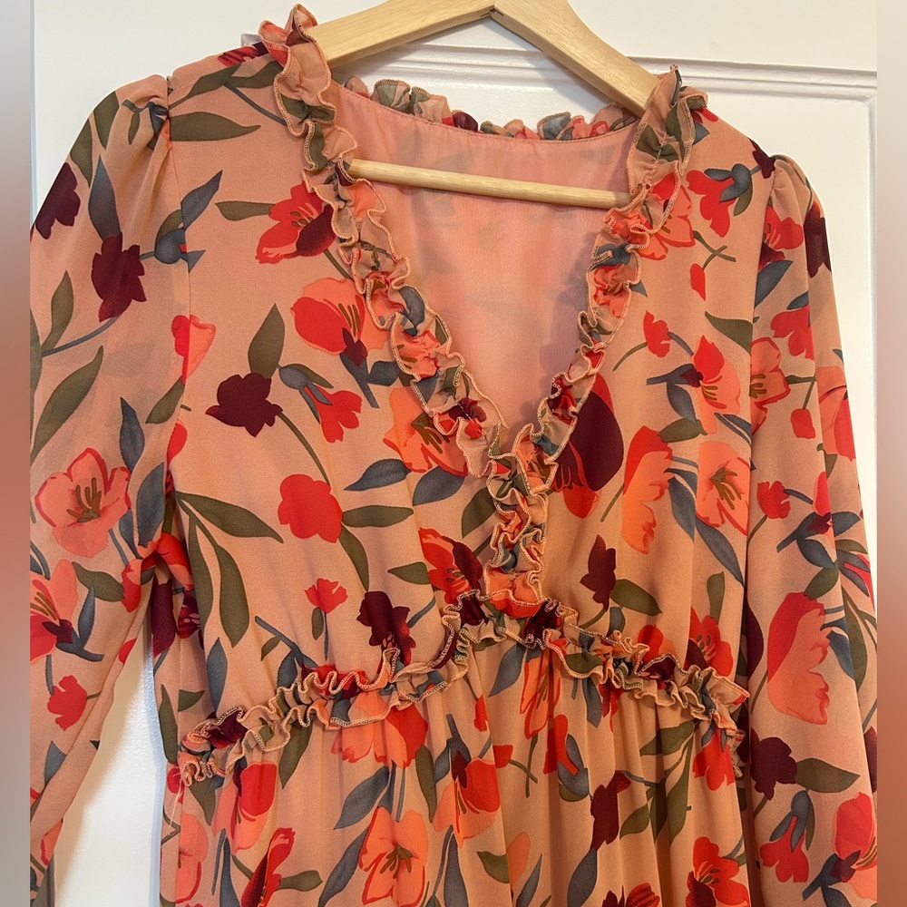 Peachy Floral Maxi Dress